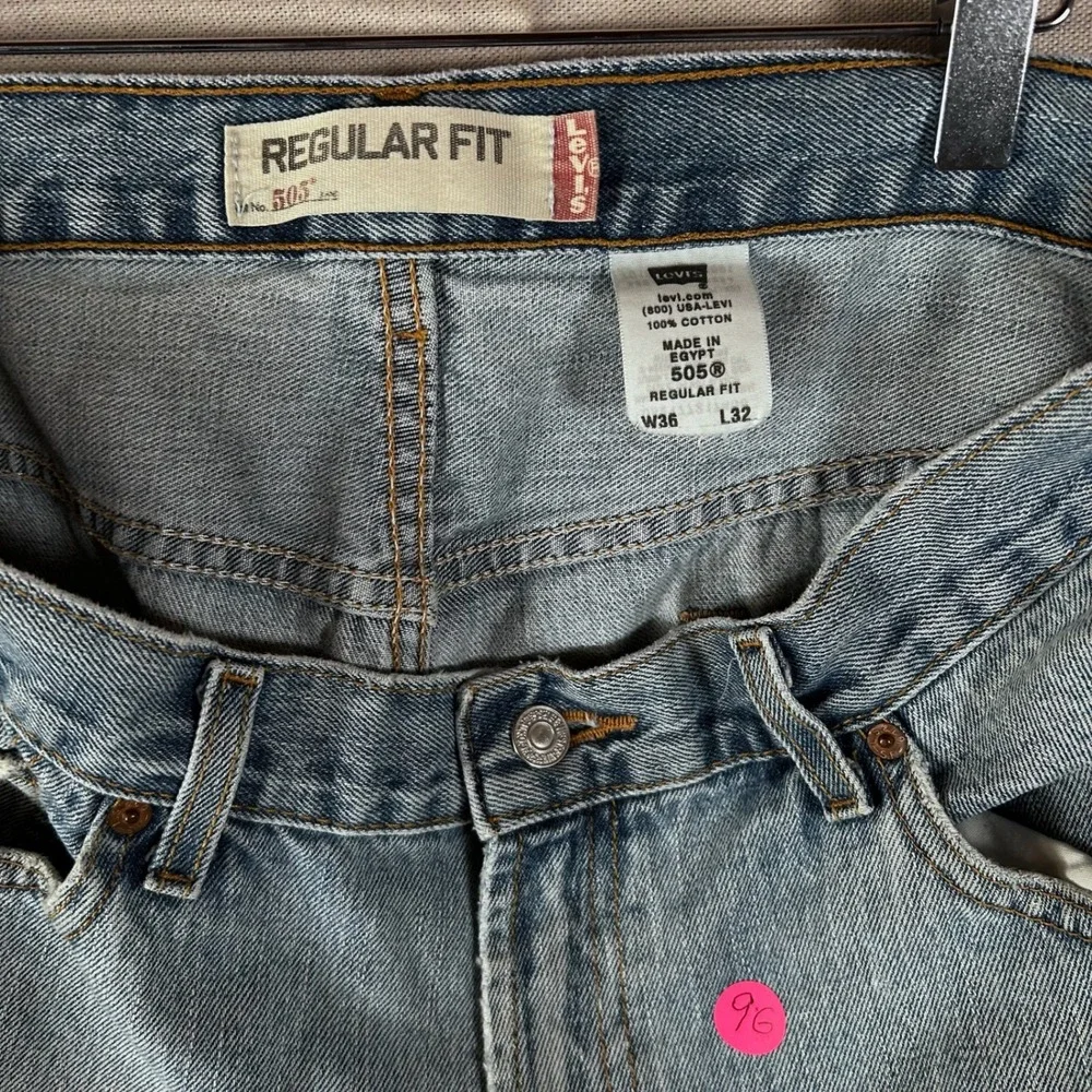 Levis 505 Regular Fit‎ Mens Jeans Blue Denim W36 L32 Light Wash Straight Leg